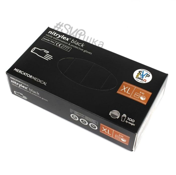 Перчатки нитриловые XL 9-10, Nitrylex Black, черные одноразовые